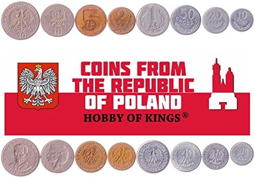 9 מטבעות מפולין | אוסף סט מטבעות פולני 1 2 5 10 20 50 גרוש 1 2 5 זלוטה | הופץ 2013-2021 | נשר כוכתר